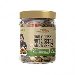 SuperHealthy Dry Fruit Nuts, Seeds & Berries Organic Mix | Nutritious, Roasted and Crunchy Trail Snack | 20+ Varieties like Almond, Cashew, Cranberry, Sunflower Seed, Pista (Pack of 1 (325g))
