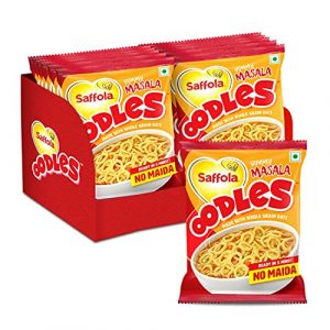 Saffola Oodles, Ring Noodles, Yummy Masala Flavour, No Maida, Whole Grain Oats, 12 x 46g pouch (12 serves)